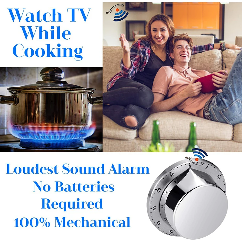 Kitchen Timer, Chef Cooking Timer Clock With Load Alarm, Mechanical - Magnetic Backing, 60 Minute Countdown Reminder Kitchen Timer, Chef Cooking Timer Clock With Load Alarm, Mechanical - Magnetic Backing, 60 Minute Countdown Reminder