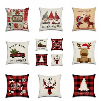 

Pillowcase Christmas Santa Claus Elk Pillow Case Christmas Cartoon Print Pillow Case Sofa House Simple Christmas Decoration