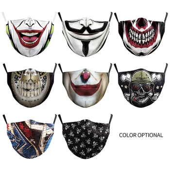 

3D Pattem Print Grimace Ghost Skeleton Half Face Mask Reusable Protective Dustproof bacteria proof Flu Mouth Mask