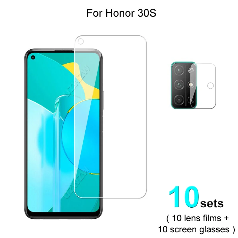 Стекло для Honor 30s 10 комплектов пленка объектива камеры и протектор экрана