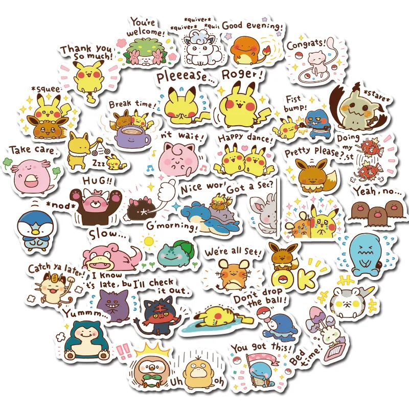 40 шт./компл. мультфильм Snorlax Mimikyu Иви Бульбазавр Pokemones наклейки настенные Стикеры