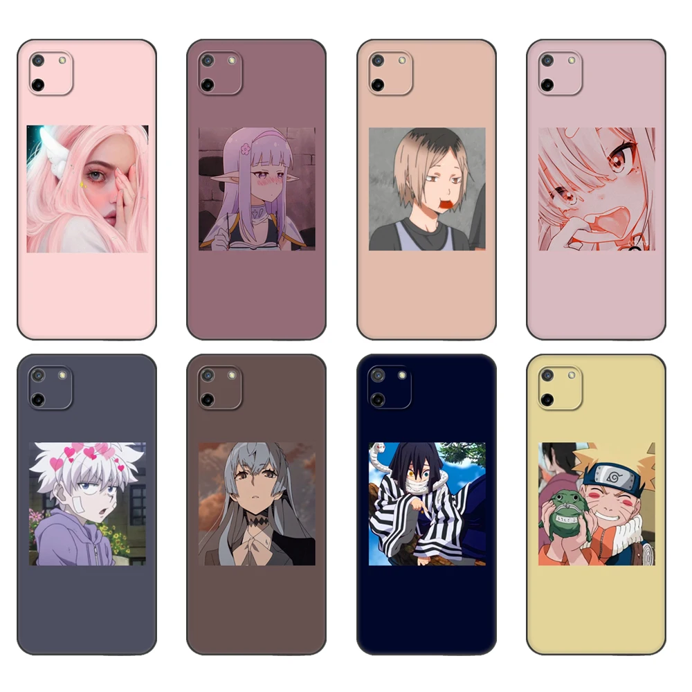 Custodia In Tpu Nero Per Oppo Realme C11 Custodia Per Realme C 11 Realmec11 Back Rmx2185 Cover Bumper Anime Icone