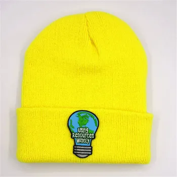 

light bulb embroidery Thicken knitted hat winter warm hat Skullies cap beanie hat for kid men and women 353