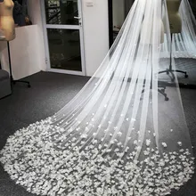 Высококачественные Женские Свадебные вуали с лепестками, вуаль для невесты с объемными цветами, Свадебные вуали ручной работы, аксессуары