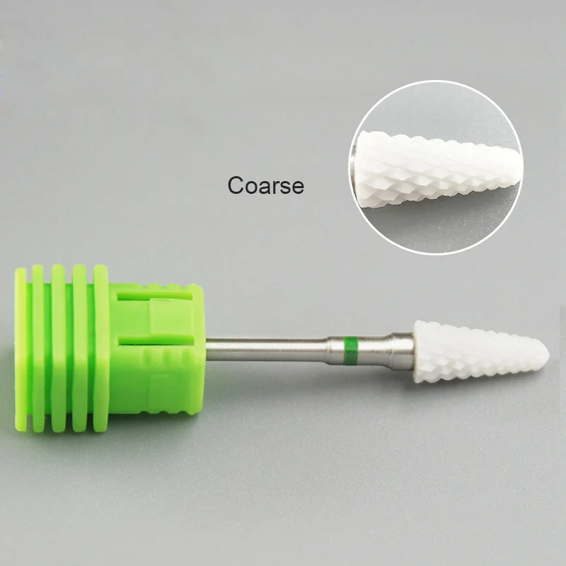 Сверло для дизайна ногтей, керамическое сверло в форме зонта, сверло для маникюра, устройство для удаления лака для ногтей, белое пламя, профессиональное сверло для ногтей - Цвет: Green Coarse