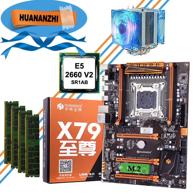 Игровая материнская плата HUANANZHI X79 со слотом M.2 NVMe SSD, дисконтная материнская плата с ЦП Xeon E5 2660 V2 с кулером RAM 32G (4*8G) Игровая материнская плата HUANANZHI X79 со слотом M.2 NVMe SSD, дисконтная материнская плата с ЦП Xeon E5 2660 V2 с кулером RAM 32G (4*8G)
