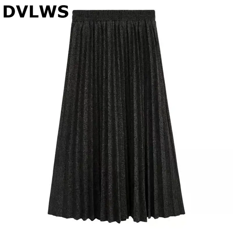 Шерстяные женские плиссированные юбки с высокой талией длинные юбки Теплые Элегантные Moda Mujer корейская версия черный темно-хаки серый 3 цвета