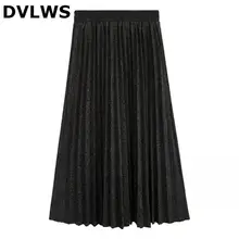 Шерстяные женские плиссированные юбки с высокой талией длинные юбки Теплые Элегантные Moda Mujer корейская версия черный темно-хаки серый 3 цвета
