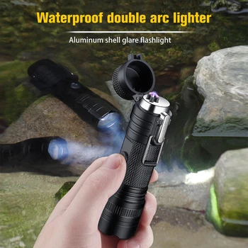 

Lafagiet Outdoor USB Electronic Lighter IP67 Waterproof Electric Plasma Arc Lighter 100 Lumen Torch Flashlight Lighter Mens Gift