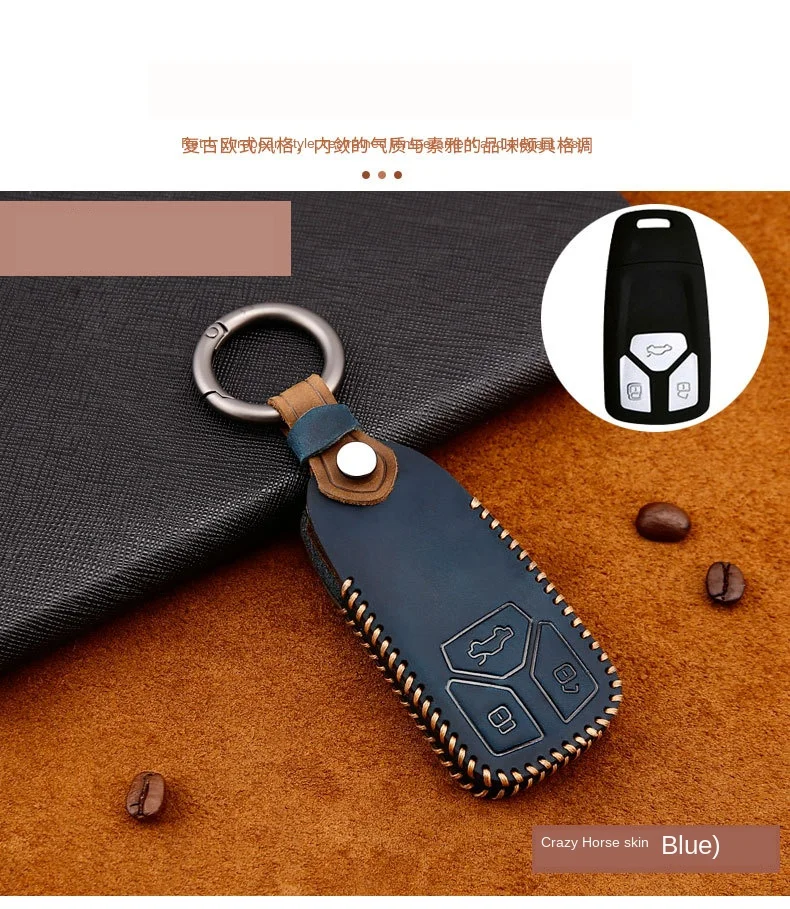Genuine Leather Handmade Car Key Cover Key Case For Audi A6L Q5L A3 Q3 Q5 S3 A4 A4L Q7 A5 Key Bag Cover