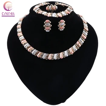 

CYNTHIA Fashion African Beads Jewelry Set Brand Dubai Gold Color Jewelry Wholesale Nigerian Wedding Crystal Jewelry Sets