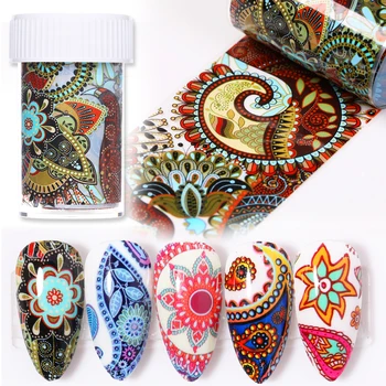 

MAD DOLL 1 Box Nail Art Transfer Sticker Paper Nail Stickers Purple Colorful Nail Series Foils Nail Art DIY Design Decorations
