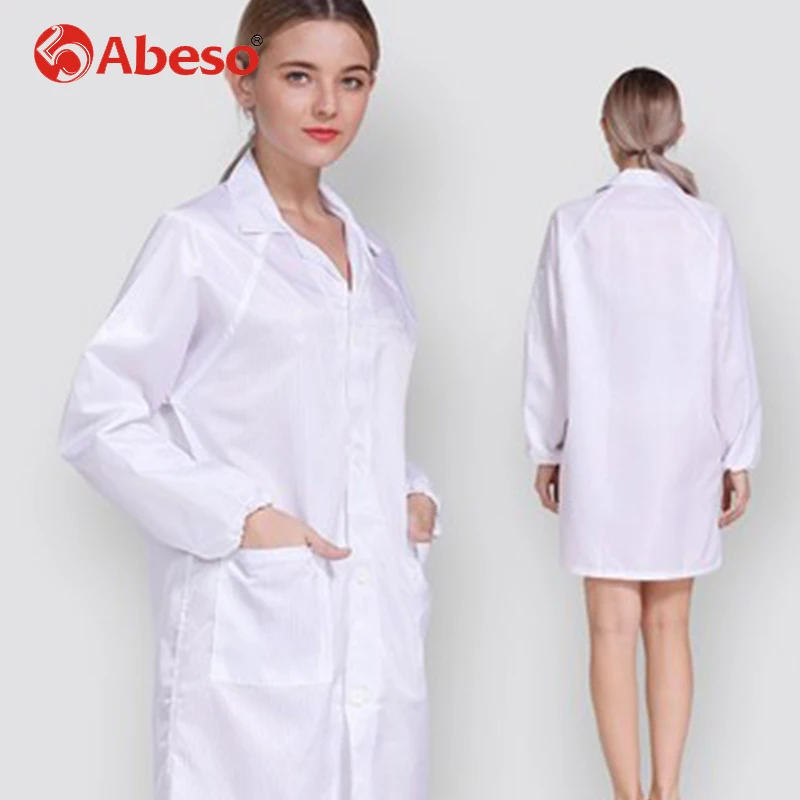 

Abeso Anti-static Coat Dustproof For Electronics Workshop Food Factory Uniform Working Suit Unisex Dustfree Durable White