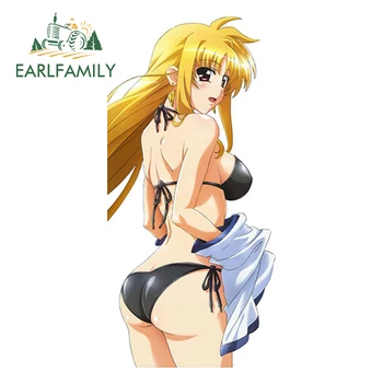 

EARLFAMILY 13cm Sexy Girl Car Sticker Mahou Shoujo Lyrical Nanoha Anime Fate Testarossa Render Window Waterproof Accessories