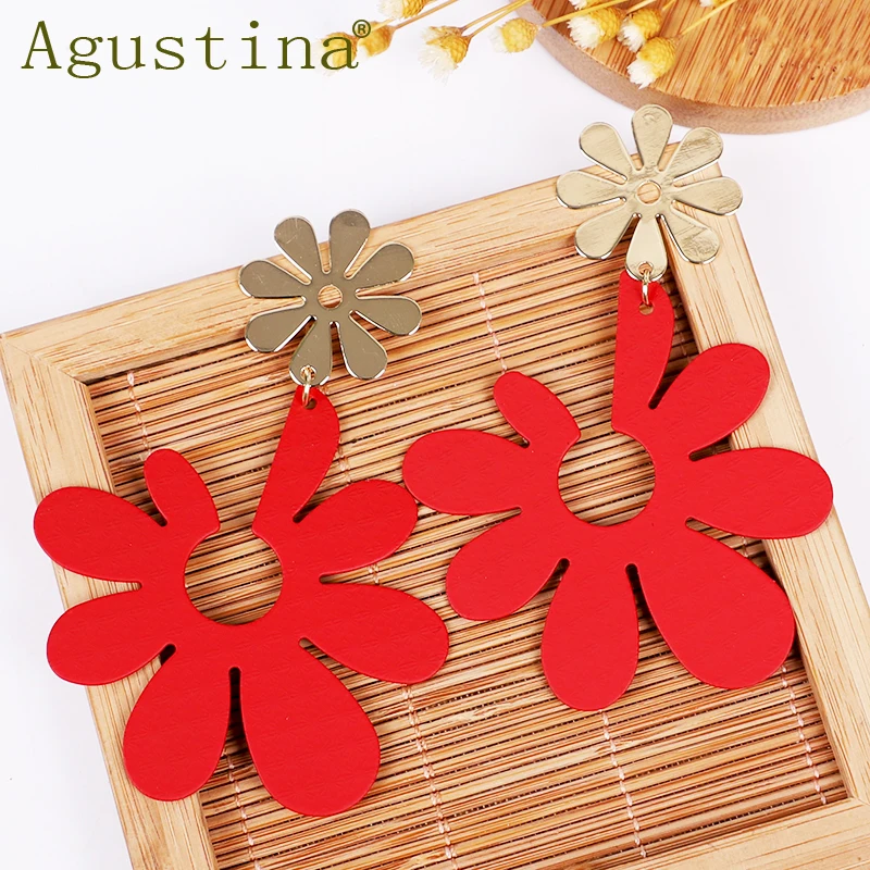 Металлические серьги в стиле бохо с цветами серьги-подвески неправильной