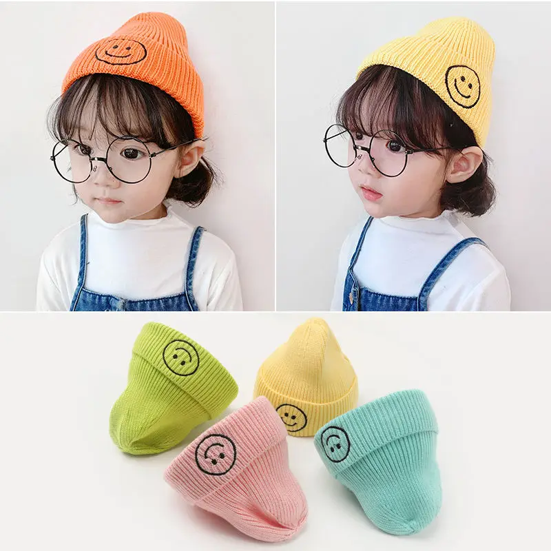 

New children's hat women's autumn/Winter woollen hat Korean version of a smiley pointy boy baby pullover hat baby knitted hat
