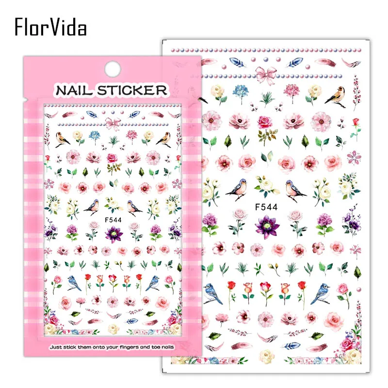FlorVida F214-220 3D слайдер для ногтей золотые черные наклейки Переводные картинки с бабочками клейкий дизайн для маникюра Советы украшения для ногтей