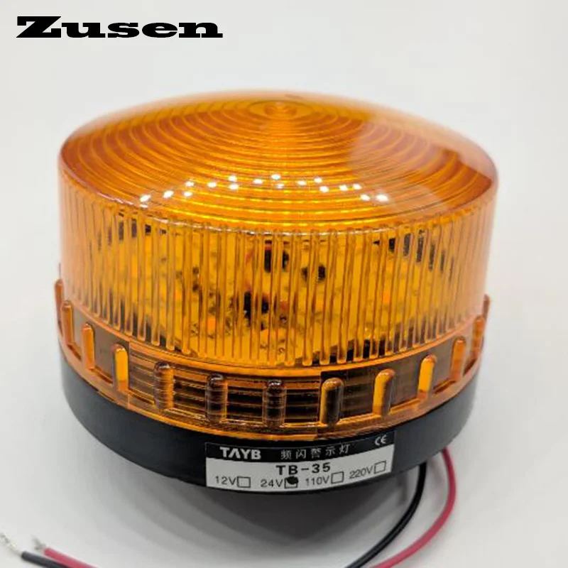 Circular LED yellow warning lamp 12V 24V optional strobes Small flashing alarm 
