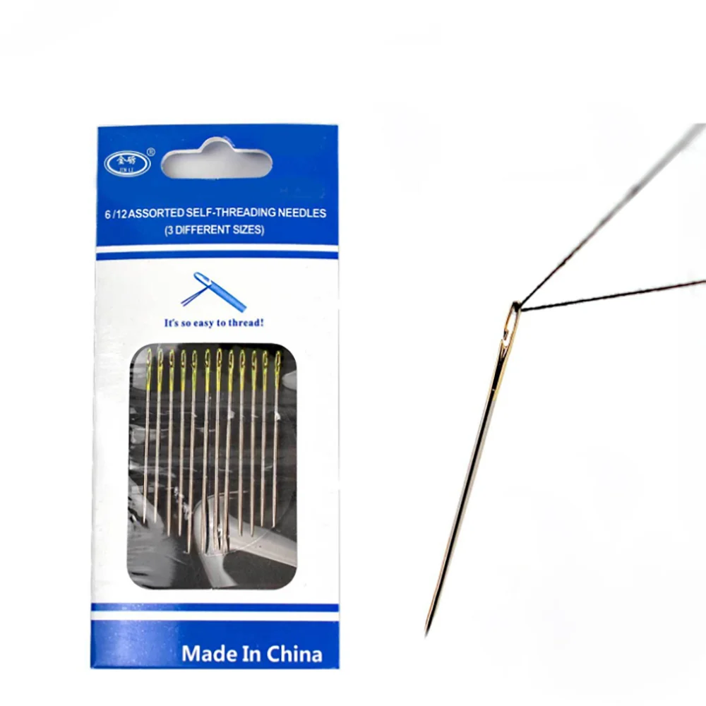 

12pcs/set Blind Needles Gold Silver Color Multi-size Side Opening Darning Hand Sewing Needles Embroidery Tool DIY Needle