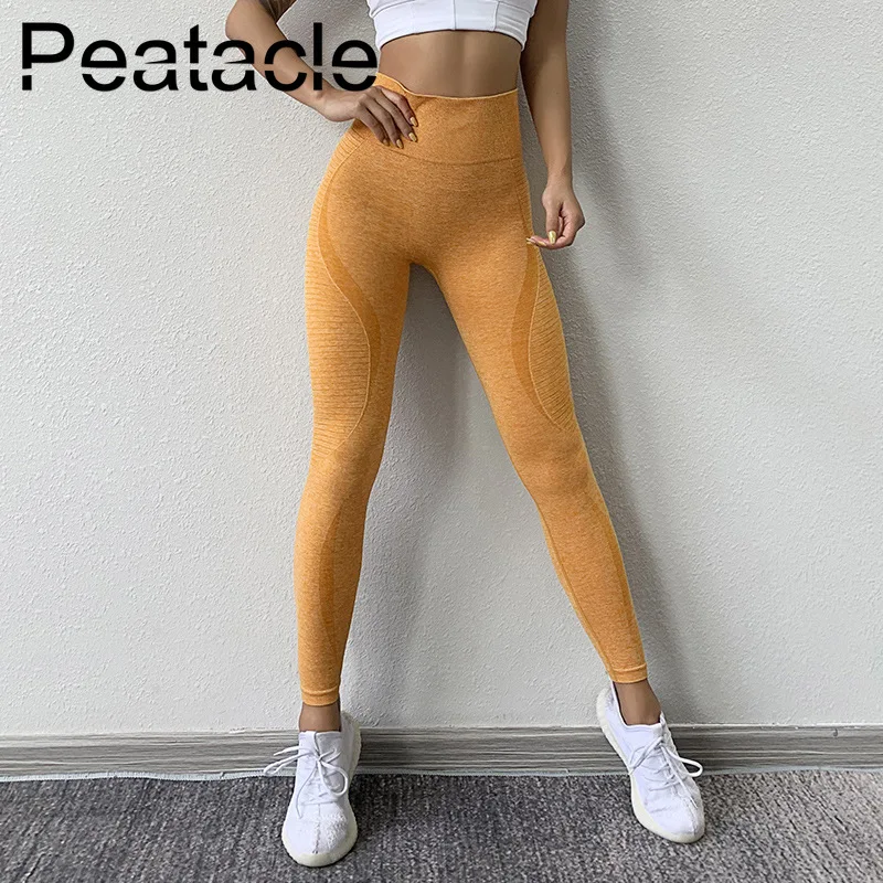 Peatacle, леггинсы для фитнеса, спортивные штаны для йоги, женские желтые колготки, женские спортивные штаны для спортзала, Акула, пуш-ап, резинка на попе