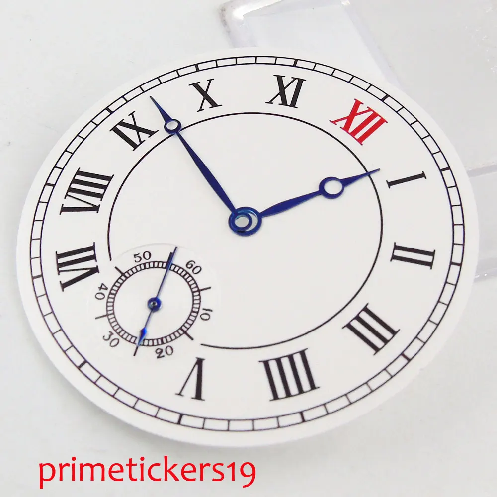 PARNIS 38.9mm white dial fit ETA 6498 hand winding movement blue hands | Наручные часы