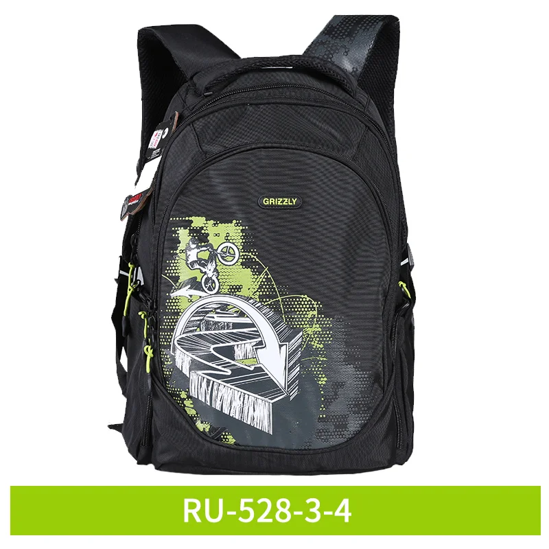 GRIZZLY, женский и мужской рюкзак для ноутбука, для подростка, мальчика, девочки, школьный ранец, водонепроницаемый, Повседневный, Mochila, большая емкость, дорожные сумки - Цвет: RU52834
