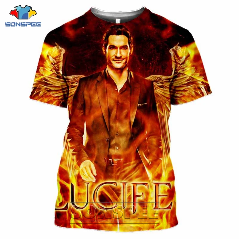 Lucifer Morningstar фильм футболки 3D печати MenWomen Повседневная модная одежда в стиле