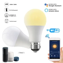 Pode ser escurecido 15w b22 e27 wifi inteligente lâmpada led app operar alexa google assistente de controle inteligente lâmpada luz da noite