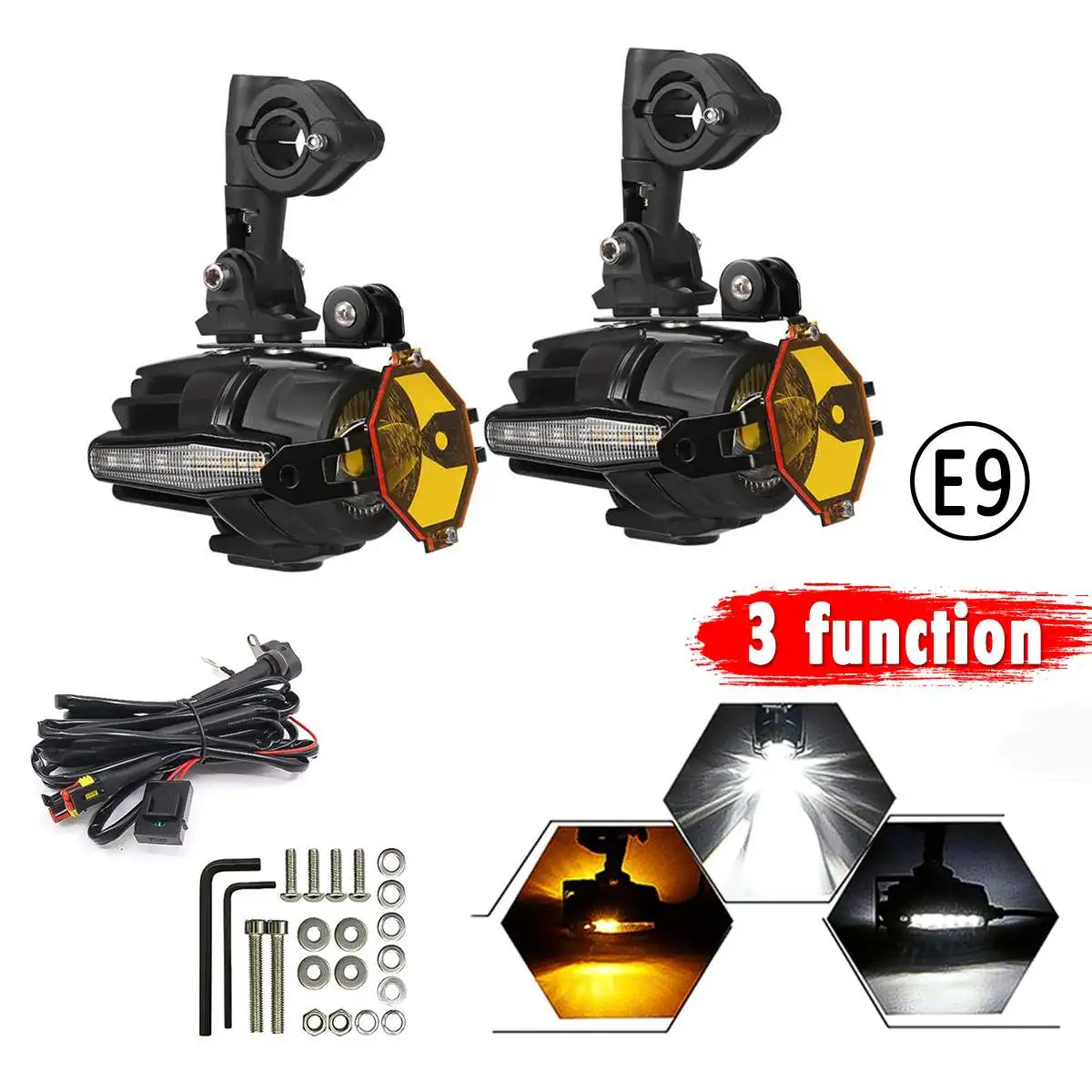 

White Amber Side Light Motorcycle LED Flash Warning Lights Auxiliary Fog Light Turn Signal DRL Driving Lamp For BMW R1200GS ADV