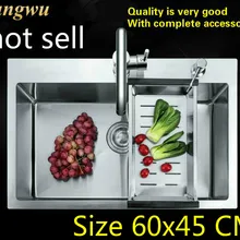 Горячая стандартная Мода Труба кухня ручная раковина одинарная мойка 304 пищевой нержавеющей стали 600x450 мм