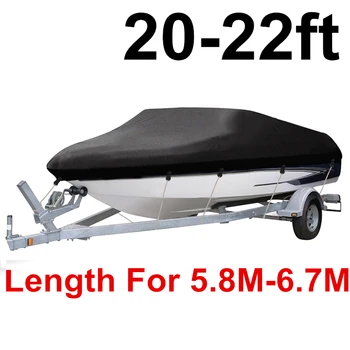 

20-22ft 420D Trailerable Boat Cover Waterproof Rain Fish-Ski V-Hull Sunproof UV Protector Tapes Speedboat Mooring Covers D40