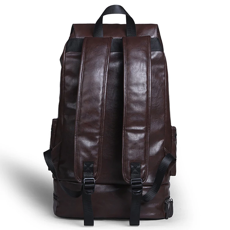 New Preppy Style Men Backpack High capacity Backpack Fashion PU Leather Casual Travel SchoolBag PU leather Back Bag 3