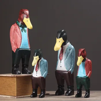 

Nordic Cool Duck Man Sculpture Home Desktop Decoration Accessories Retro Art Character Statue Room Wood Crafts Figurine Gift