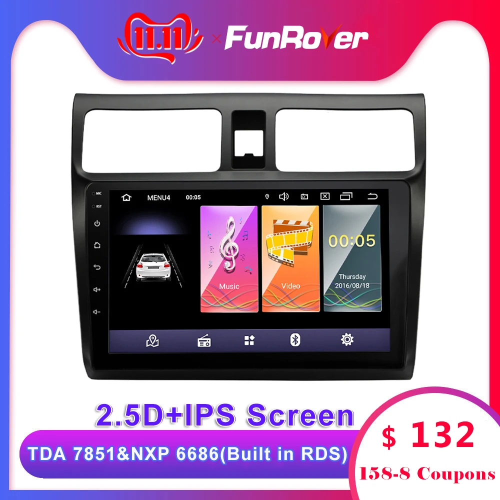 Discount Funrover 2.5D+IPS Android 9.0 Car Radio Multimedia dvd player For suzuki swift 2005-2018 stereos gps navigation video navi 2 Din 0