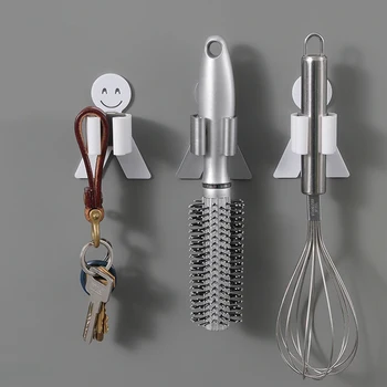 

3Pcs Mop Rack Without Punching Mop Clip Mop Hook Seamless Toilet Adhesive Wall Mount Mop Broom Card Holder Bathroom Hooks