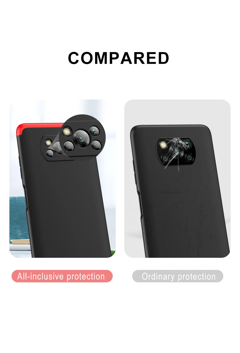 POCO X3 Case 360 Degree Full Protection Case Hard Matte Shockproof Lens Protection Cover For Xiaomi POCO X3 NFC Global Version