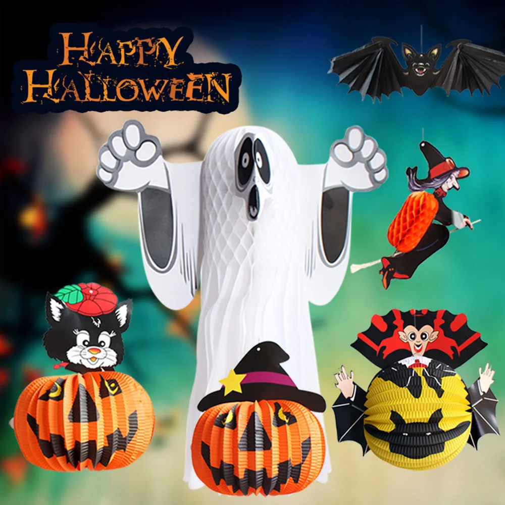 

Festival Lantern Happy Halloween Paper Party Pumpkin Lantern Toy Household Children Room Bar Spider Pendant Decor Supplies #45