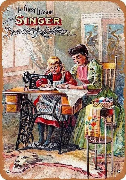 Швейные машины Singer Ретро жестяной знак Ностальгический Орнамент металлический