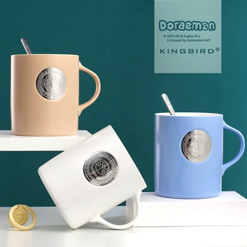 

OUSSIRRO Creative Ceramic DORAEMON Mug With spoon Special Slotted Cup Breakfast bowl Home Office Fancy Gift for Tea Drinker