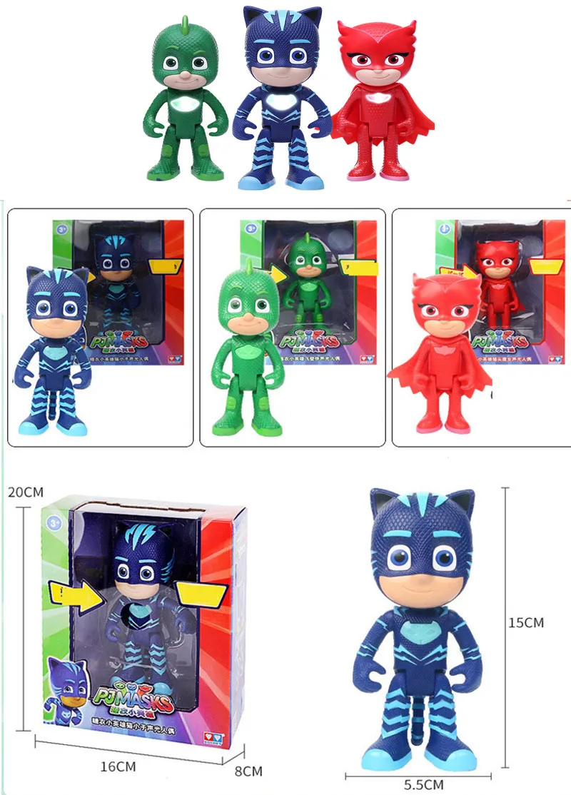 Pj маска мультяшная фигурка Juguete Catboy Owlette Gekko Кнопка излучает звук свет PJ Маски фигурки подарок на день рождения игрушки для детей S32