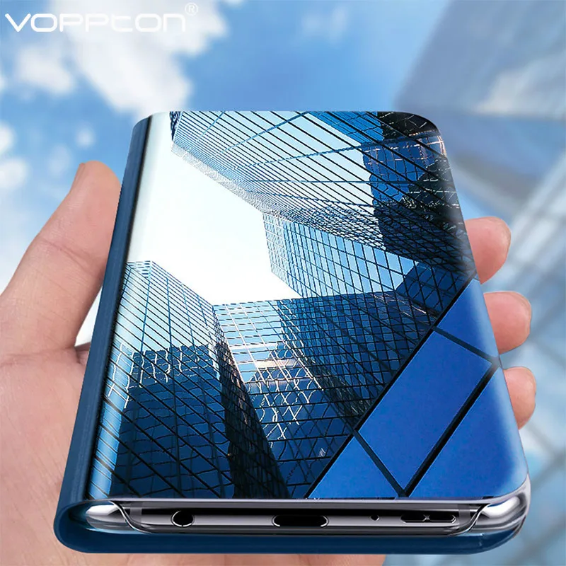 

For Samsung galaxy M30S Phone Case Luxury Plating Smart Mirror Flip Stand full Protection Cover For Samsung M30S