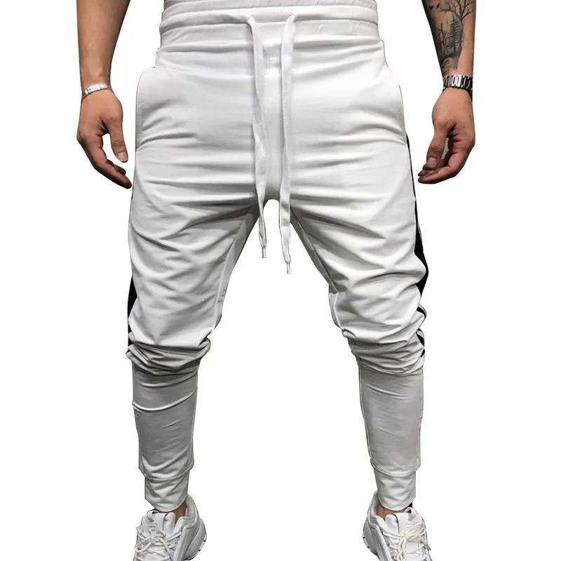Модные мужские спортивные штаны с боковой полосой в стиле хип-хоп, спортивные штаны для бега, обтягивающие спортивные штаны с эластичной резинкой на талии, мужские повседневные брюки для бега