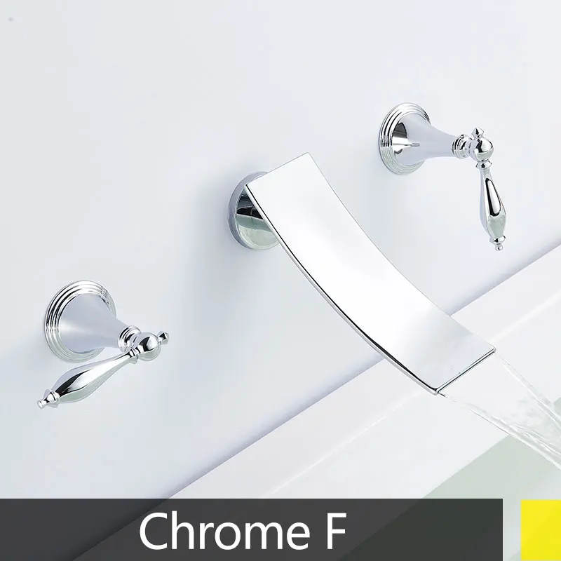 chrome F Хромированный цветной кран для раковины, двойная ручка, три отверстия, палубное крепление, горячая холодная, современная ванная комната - Цвет: chrome F