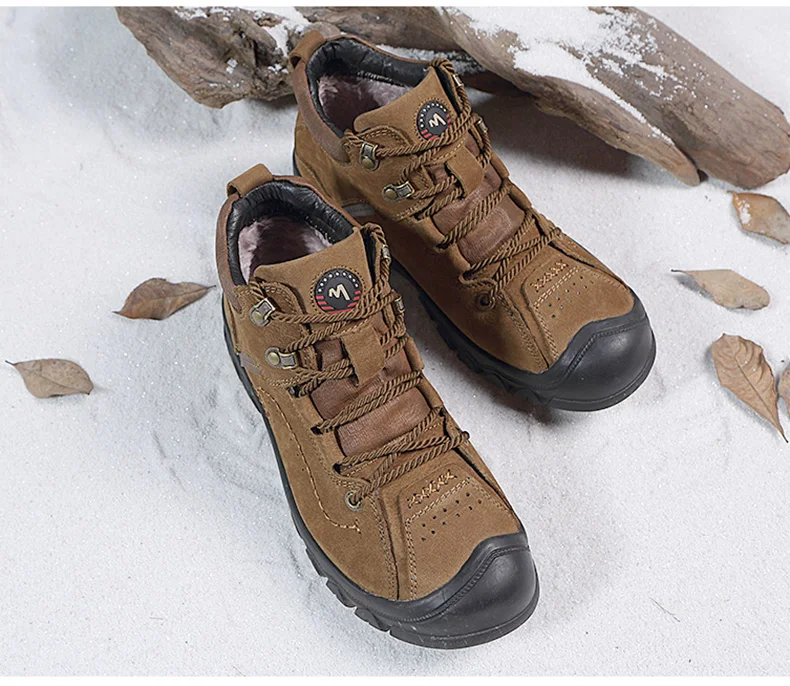 Мужская зимняя обувь из натуральной кожи; мужские Ботильоны размера плюс; мужские очень теплые водонепроницаемые уличные зимние ботинки на шнуровке