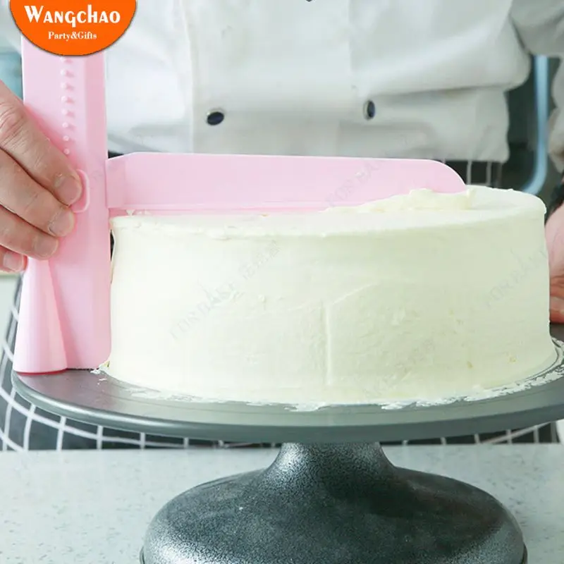 Plastic Adjustable Smoothing Cake Scraper Cream Butter Screed with Scaled Ruler Decorating Tools Spatula | Дом и сад