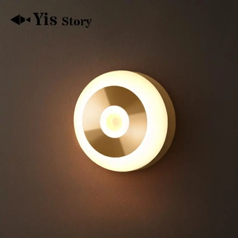 

USB Rechargeable Smart PIR Human Body Motion Induction Sensor Switch LED Night Light Bedside Kids Bedroom Corridor Wardrobe Lamp