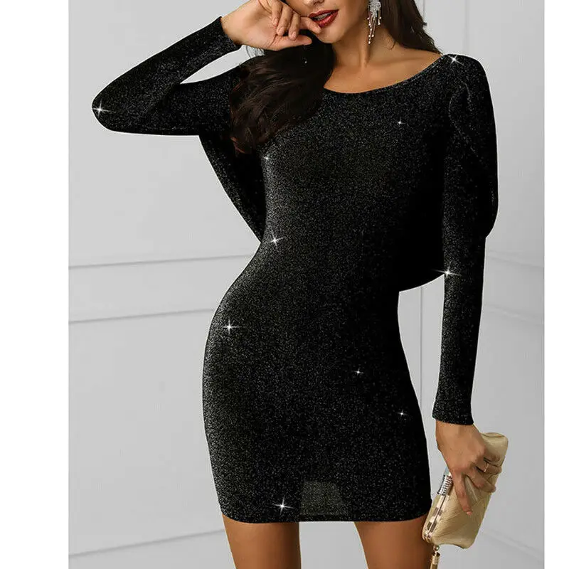 Новинка 2019 женские сексуальные блестящие вечерние платья с открытой спиной