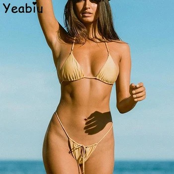 

2020 Women Sexy Bikini Set Plus Size Swimwear Low Waist Knot Bikini Famale Vacation Beachwear Bathing Suit Monokini Biquini