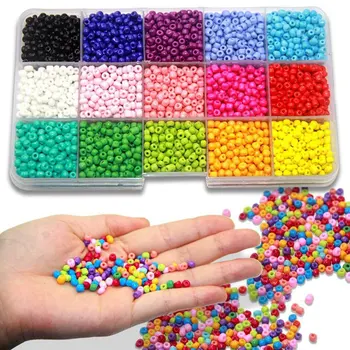 

Fast Shipping New Hot Non-fading Glass Rice Beads 15 Colors Paint With Accessories Handmade With Wire Box Decoration Accessories
