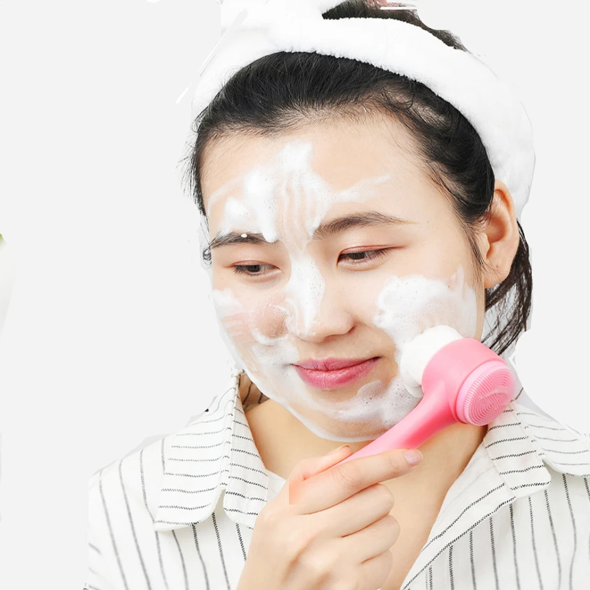 

1pcs Double Side Silicone Face Brush Portable Size 3D Face Cleaning Vibration Massage Face Washing Product Skin Care Tools Hot